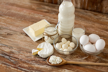 Image showing milk, yogurt, eggs, cottage cheese and butter