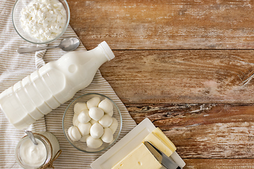Image showing bottle of milk, yogurt, cottage cheese and butter