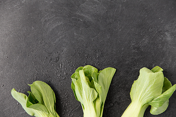 Image showing close up of bok choy cabbage on slate background