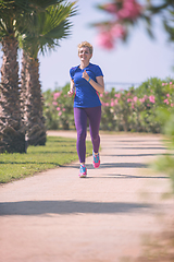 Image showing young female runner training for marathon