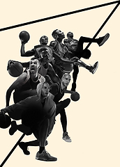 Image showing Creative collage of a basketball players in action