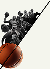 Image showing Creative collage of a basketball players in action