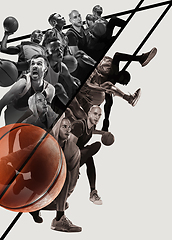 Image showing Creative collage of a basketball players in action