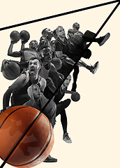 Image showing Creative collage of a basketball players in action