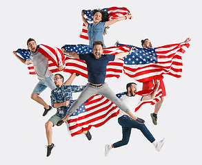 Image showing Young people with the flag of United States of America