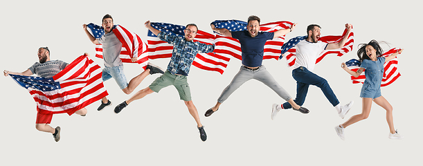 Image showing Young people with the flag of United States of America