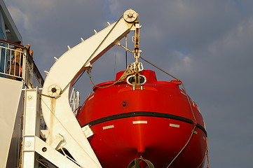 Image showing Red life boat