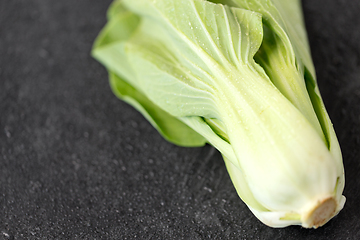 Image showing close up of bok choy cabbage on slate background