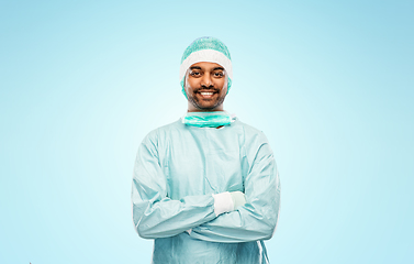 Image showing indian male doctor or surgeon in protective wear