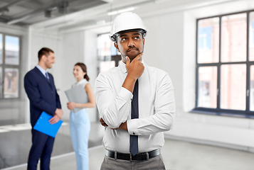 Image showing indian male architect in helmet at office room