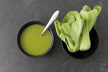 Image showing bok choy chinese cabbage cream soup in bowl