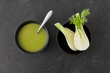 Image showing fennel cream soup in ceramic bowl