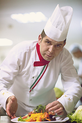 Image showing chef serving vegetable salad