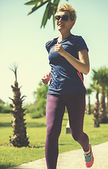 Image showing young female runner training for marathon