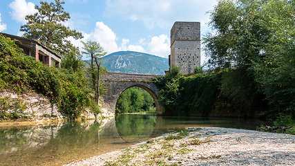 Image showing old stone bridge at Frasassi Marche Italy