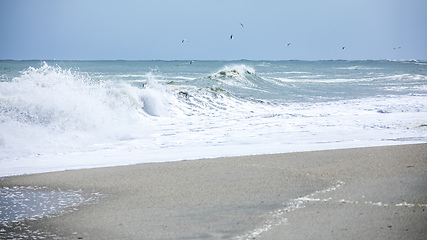 Image showing stormy ocean scenery background