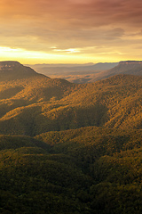 Image showing the Blue Mountains Australia at sunset