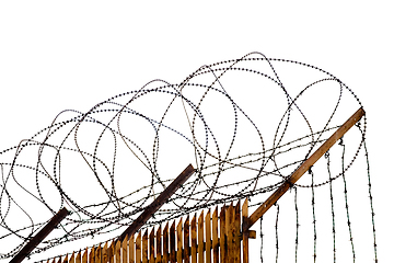 Image showing Fence with barbed wire
