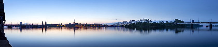 Image showing Riga cityline panorama in early morning