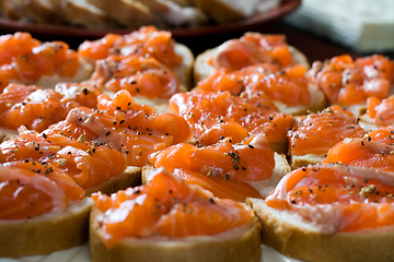 Image showing Sandwiches with smoked salmon