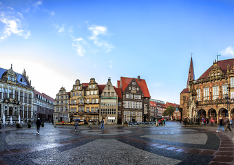 Image showing Skyline of Bremen main market square, Germany