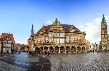 Image showing Skyline of Bremen main market square, Germany