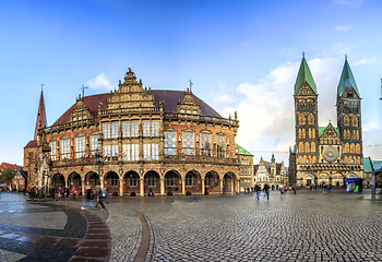 Image showing Skyline of Bremen main market square, Germany
