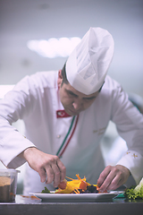 Image showing chef serving vegetable salad