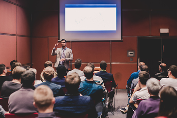 Image showing Speaker Giving a Talk at Business Meeting.