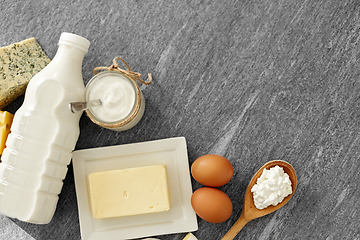 Image showing different kinds of cheese, milk, yogurt and butter