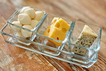 Image showing different kinds of cheese in glass cups