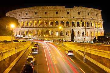 Image showing Night view of Colosseum, Rome