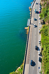 Image showing Aerial view of road traffic