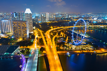 Image showing  Singapore Ferries Wheel, aerial view