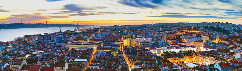 Image showing Panorama of Lisbon at twilight