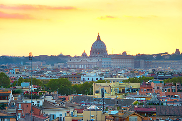 Image showing Skyline of Rome at sunset