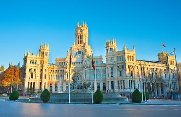 Image showing Cybele\'s Square at sunset. Madrid