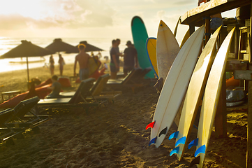 Image showing Bali surfers rental of surfboards