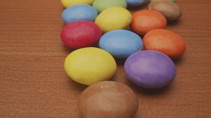 Image showing Colorful chocolate confectionery in camera motion
