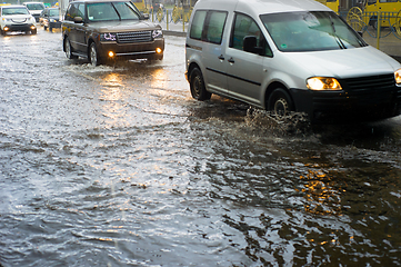 Image showing Flood on a urban road