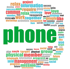 Image showing phone word. Management concept . Word cloud collage