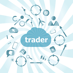 Image showing Text Trader. Business concept . Set of web icons for business, finance and communication