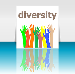 Image showing Text Diversity. Business concept . Human hands silhouettes