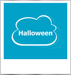 Image showing halloween word holiday concept, photo frame isolated on white
