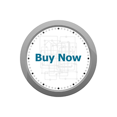 Image showing The word buy now on digital screen, business concept . Abstract wall clock isolated on a white background