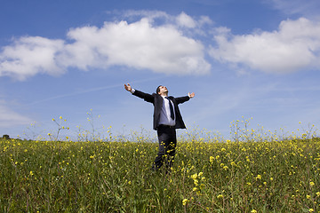 Image showing businessman enjoying nature