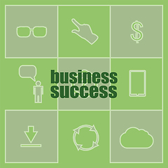 Image showing Business concept. words business success . Icon and button set