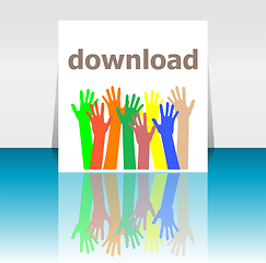 Image showing Text Download. Web design concept . Human hands silhouettes