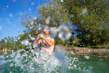 Image showing water battle at the summer lake