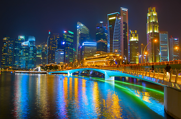 Image showing Beautiful Singapore Downtown at night